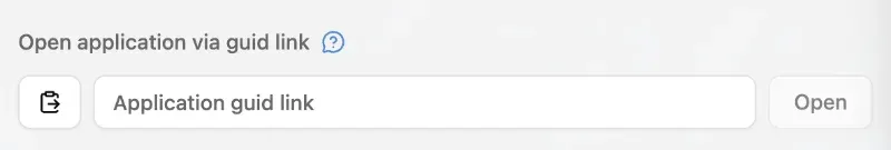 Placeholder: Application opener icon in bottom right corner of taskbar and the opening dialog
