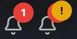 Placeholder: Notification icon in different states - critical (yellow exclamation), unread (red number), normal