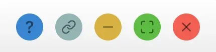 Placeholder: Window control buttons in top right corner - help, link, minimize, maximize, close